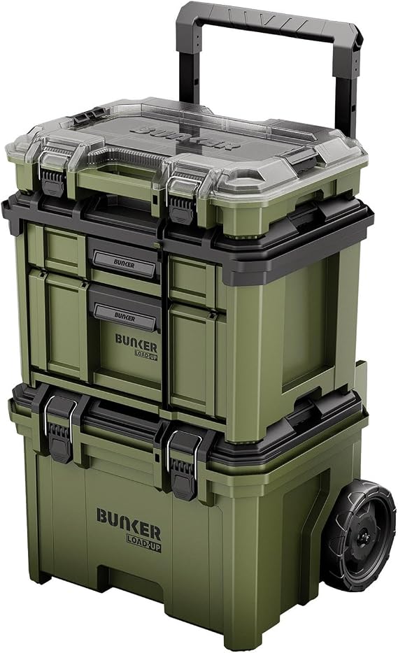 BUNKER Load-Up Rolling Tool Box - 3-in-1 Stackable Toolbox with Wheels