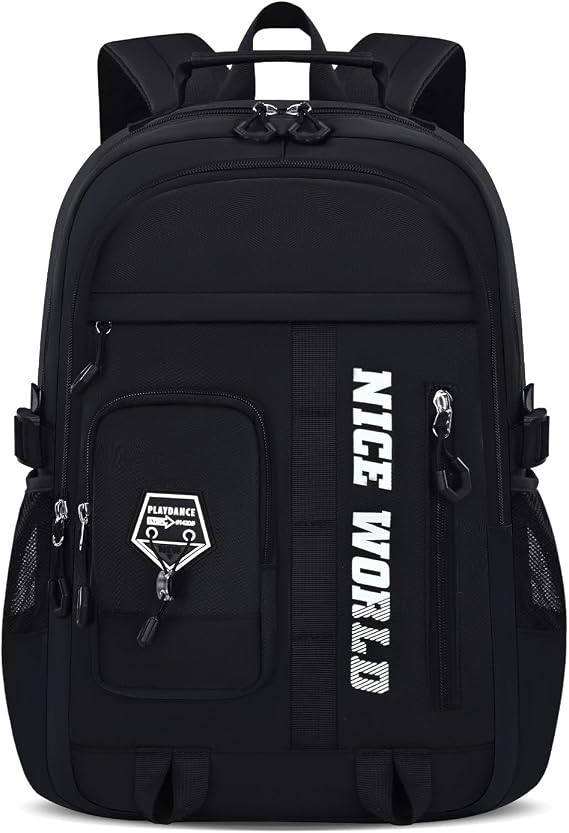 Amythe School Backpack Boy Teenager Lightweight Large Black