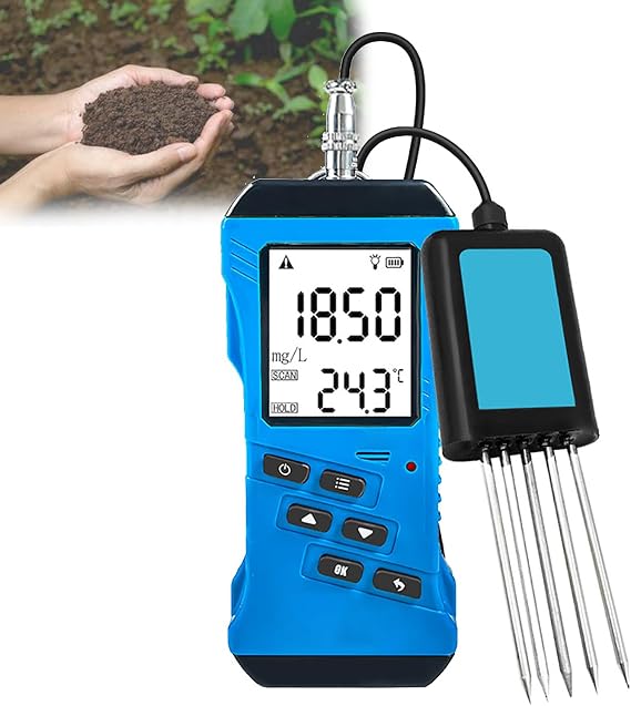 7-in-1Soil Tester,Digital PH/Moisture/Conductivity/NPK Tester/Temp Soil Tester,Large Backlit,with Big Numbers,for Gardening, Farming,Indoor & Outdoor Plants