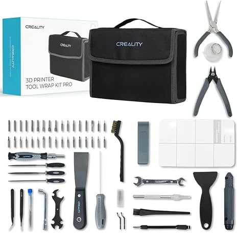 Creality 3D Printer Tool Kit Pro 74pcs Tool Kit Model Post-Processing 3D Printer Tool Kit Nozzle Cleaning Kit Completion Deburring Removal Tools Cleaning Needles for All 3D Printers