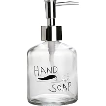 Cam Sıvı Sabunluk,El Sabunu Yazılı 300ml 7,6x15,5cm