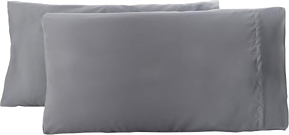 Amazon Basics Microfiber Pillowcases, Standard Size 50 x 80 cm (Pack of 2), Dark Grey, Pillows Not Included