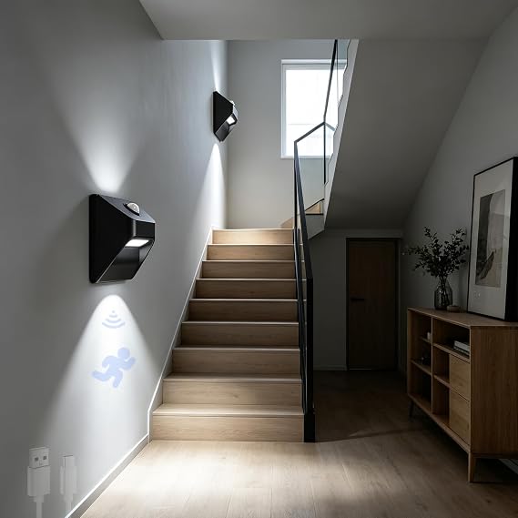 120° Hareket Sensörlü Modern LED Duvar Aydınlatmaları USB Şarj Edilebilir Manyetik Duvar Lambası Yatak Odası için Minimalist İç Mekan Duvar Lambası (2 Adet, Beyaz Işık) [Enerji Sınıfı A+++]