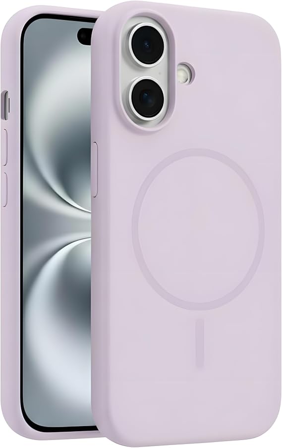 Coverzone İphone 17 ile Uyumlu Kadife İç Yüzeyli Premium Silikon Kılıf MagSafe ile Uyumlu Kablosuz Şarj Destekli Darbe Emici Yumuşak Dokulu Koruma Tasarımlı Telefon Kılıfı Lila