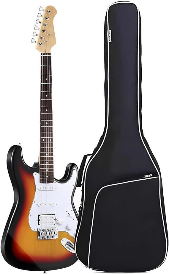 TBACW Bass Guitar Case Bag - Bass Guitar Gig Bag 0.4 Inch 10mm Thick Padding Backpack Soft & Large Pocket & Back Hanger Loop Black (White Edge Electric Guitar Case)