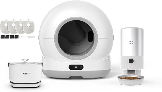 Xenon Smart Akıllı Otomatik Kedi Tuvaleti (Kamerasız) Çelik Köpek Mama Kabı (Kameralı) Su Sebili ve Filtre (4 Adet) Evcil Hayvan 4'lü Pet Ürünleri Başlangıç Seti