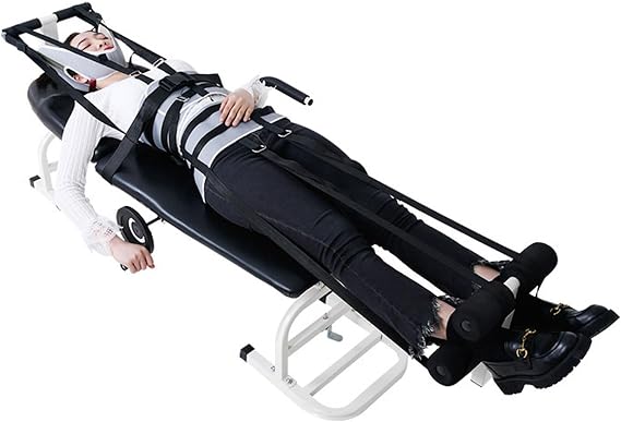 Lumbar Stretch Table Tool Massage Traction Table Fitness Full Body Traction Bed Back Stretch Bench for Vertebral Decompression Body Stretching Device for Neck Shoulders Waist Legs