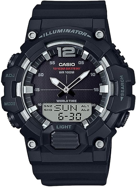 Casio Men's HDC-700-1AVCF Classic Analog-Digital Display Quartz Black Watch, Black/Silver, 49mm, Quartz Watch