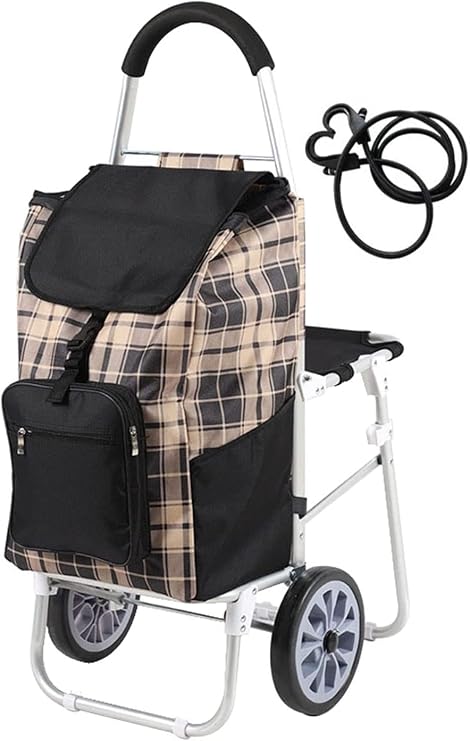 foldable shopping trolley Cart with wheels Utility Shopping Trolley Shopping Cart For Groceries ，Foldable Rolling Utility Bag Cart Used As A Seat Storage Baskets With Wheels And Removable Waterproof B