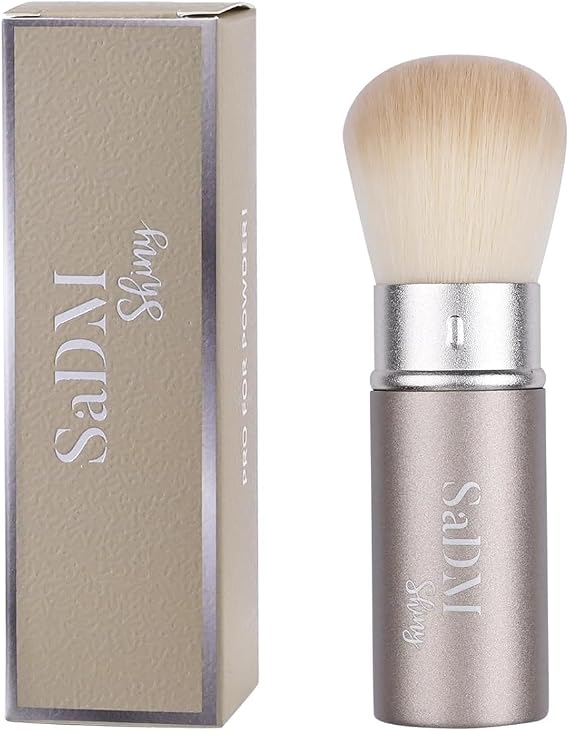 Retractable Kabuki Makeup Brush for Powder, Cream, Liquid Foundation, Sunscreen, Blush, Blending & Bronzer - Professional Full Face Make Up Brush - Vegan & Cruelty Free