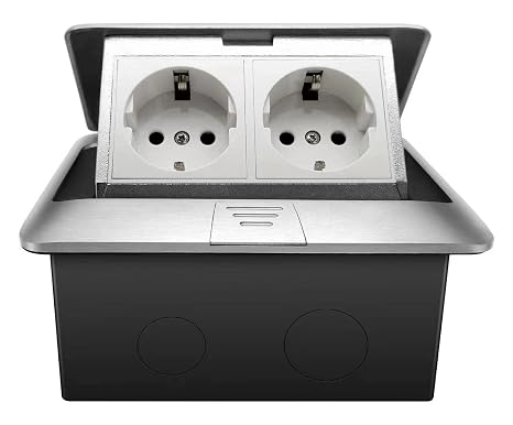 2-Way Built-In Socket Floor Socket 2 Sockets Retractable Socket Floor Socket for Floor Table Office Worktop Restaurant