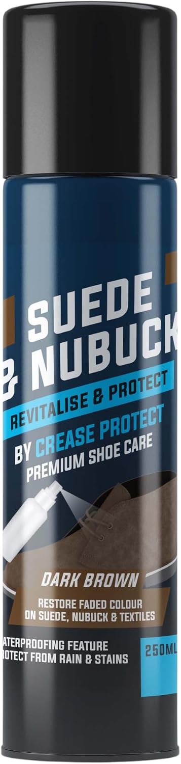 Crease Protect Suede & Nubuck Colour Restorer Spray | Color Restorer, Water Repellent and Cleaner | 250ml Spray for UGGs, Sneakers & Boots | Long-Lasting Protection