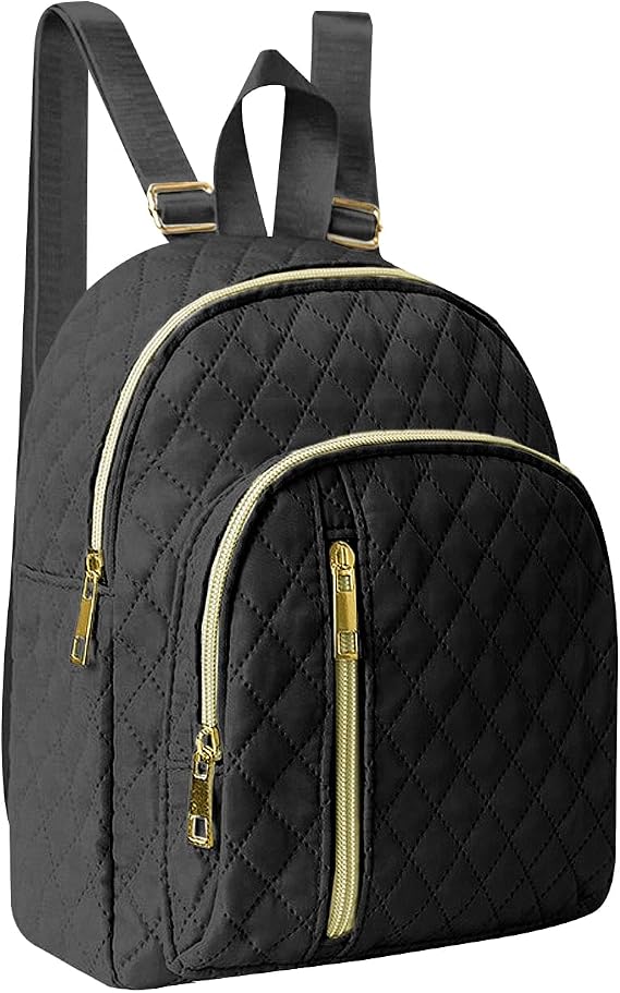 AfitLulu Womens Backpack Quilted Women's Fashion Backpacks with 3 Zip Pockets, Ladies Small Backpack Lightweight Casual Daypacks with Adjustable Strap for Travel Shopping Work