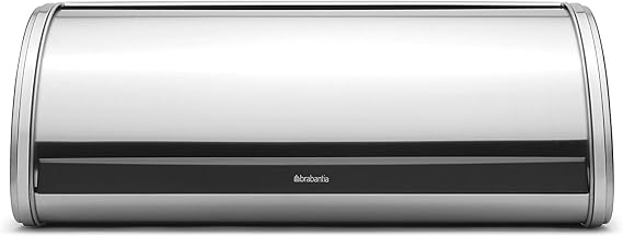 Brabantia Roll Top Bread Bin, Flat Top, Matt Steel
