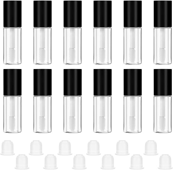 Oruola 12pcs Lip Balm Tubes Empty with Wand,Mini Lip Gloss Tubes,3ml Lipgloss Containers Empty for Lipstick Samples Lipgloss Making,Mini Lipstick Containers for DIY Travel Business Trip