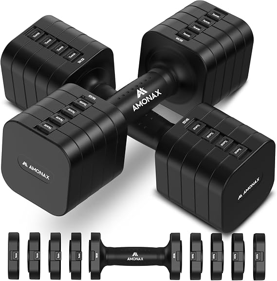 Amonax Adjustable Dumbbells Set for Women, Pair, 1-2.3 kg or 1-5 kg Each