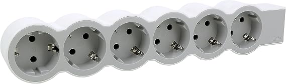 LEGRAND Power Strip, 6 Sockets, s/Cable, White/Light Grey 694579