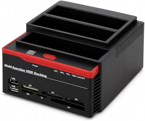 PrimeX PX-2390 893U3 Offline Clone USB 3.0 IDE SATA HDD Docking Station, 2.5/3.5 İnç Harddisk Okuyucu, SATA IDE Disk Klonlama İstasyonu, Kart Okuyucu ve 2x USB 2.0 Hub Özellikli Harici HDD Dock