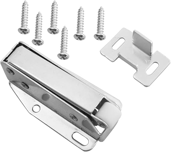 LQ Industrial 4 Sets Door Suction Hooks Bouncer Push Hooks Invisible Cabinet Door Locks Large for Kitchen Cabinets Cupboards Push to Touch Release Locks Self-Ejecting Spring Locks