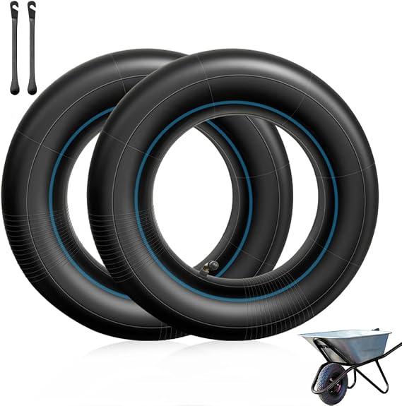 mizikuu 2 Pack Wheelbarrow Inner Tubes, 3.50/3.00-8 Replacement Tire Inner Tubes with Bent Valve Stem Heavy Duty Premium Inner Tube for Wheelbarrows, Lawn Mowers, Hand Trucks, Tractors and Golf Cart