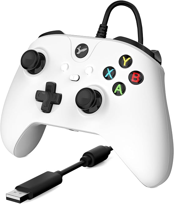 YCCTEAM Wired Controller for Xbox One, Wired Xbox one USB Gamepad Controller Compatible with Xbox One/S/X/PC Windows 10/11 with 3.5mm Headset Audio Jack(White)