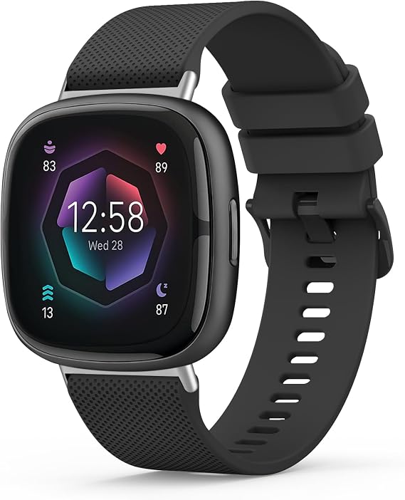 Tobfit Strap for Fitbit Versa 3 / Versa 4 Straps/Fitbit Sense/Sense 2 Strap for Women Men, Soft Silicone Replacement Straps Wristband Watchband