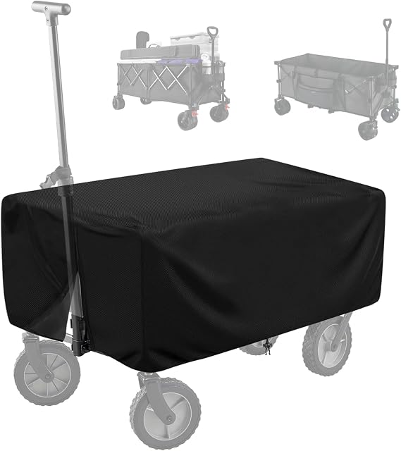 Extended Outdoor Folding Wagon Cover, 600D Oxford Cloth Protective Cover, 54×22×24" Waterproof Garden Cart Covers Heavy-Duty Dust-Proof Collapsible Wagon Carts