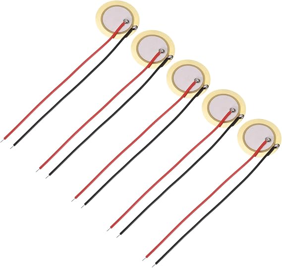 sourcing map 5Pcs Piezoelectric Discs 20mm Acoustic Pickup Transducer Microphones Trigger Buzzer Drum Guitar