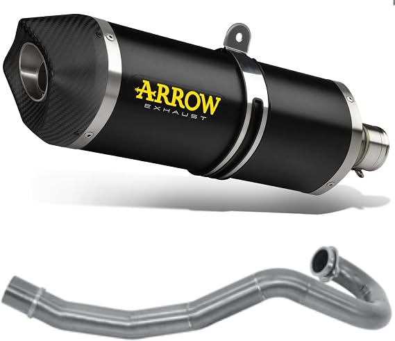 arrow 72618akn+72119kz+72120pd, silencer with header-pipes, complete system homologated catalytic race-tech black aluminium, endcap carbon, compatible with motorbike ktm 690 smc 2014 mototopgun