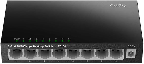 Cudy FS108 8Port 10/100Mbps Duvar Montajlı Metal Masaüstü Switch