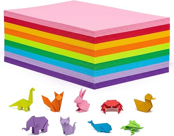 Coloured Origami Paper A4, 180 Sheets 90GSM Coloured Card
