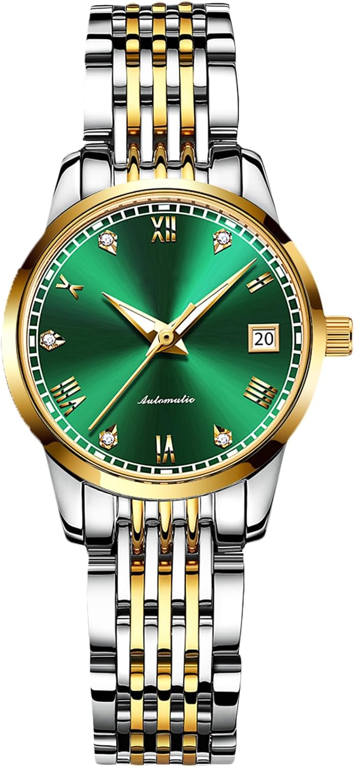 rorios Women's Automatic Watch Fashion Luminous Watch with Stainless Steel Strap Waterproof Diamond Watch Mechanical Women's Watches