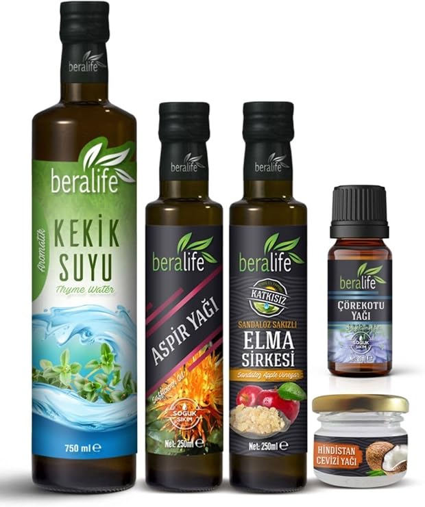Beralife 250Ml Aspir Yağı,250 Ml Sandaloz Sakızlı Elma Sirkesi,750 Ml Kekik Suyu,