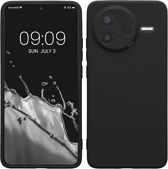 kwmobile Case for Xiaomi Poco F7 Pro Case - Protective Slim TPU Phone Cover - Soft Matte Finish - Black Matte