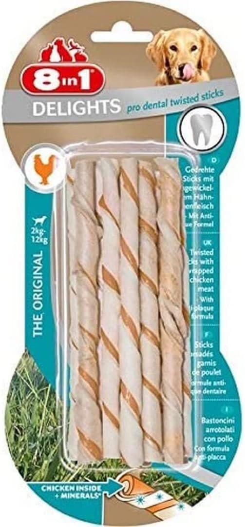 8in1 Delights Pro Dental Twisted Sticks Burgu Çubuklar 10'lu, 55 gr Köpek Ödülü