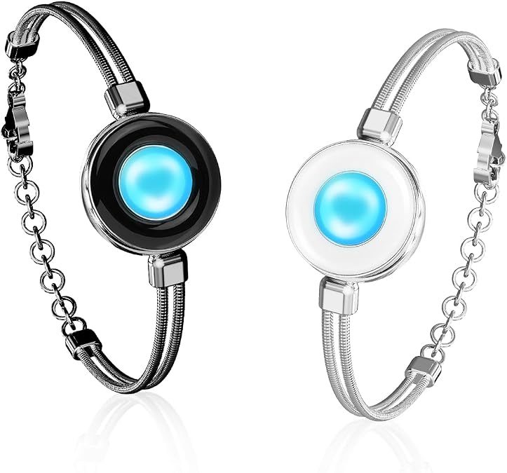 TOTWOO Smart Partner Bracelets for Long Distance Relationships with App Controlled 1:1 Bluetooth Pairing - Romantic Gift with Glow & Touch Vibration