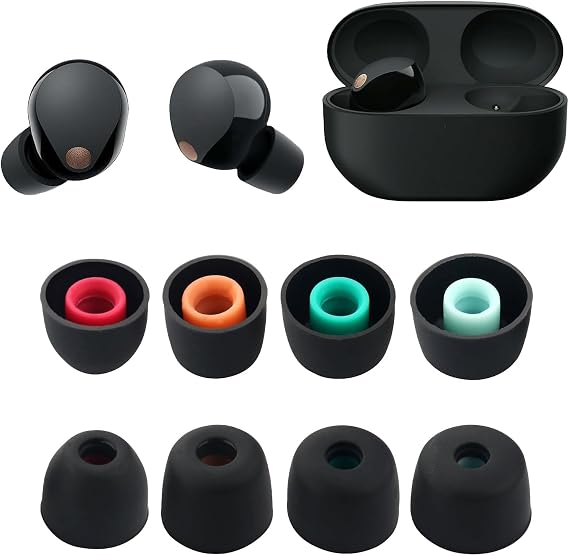 Silicone Earplugs Earphones Silicone Tips for Sony WF-1000XM5 WF-1000XM4 WF-1000XM3 WF-C700N WI-1000X & XBA 4 Pairs Soft Silicone Earplugs (XS/S/M/L) - More Comfortable