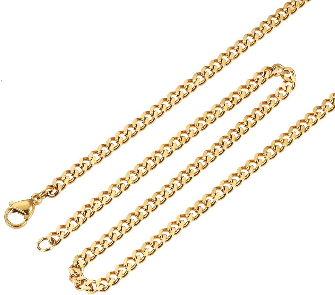 Gold Plated Necklace 3.5mm Thick Curb Chain Size: 16 18 20 22 24 30 inch40 45 50 55 60 75 cm