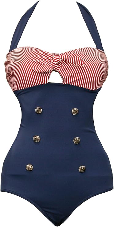 BSLINGERIEレディースレトロヴィンテージプッシュUp Monokini One Piece水着プラスサイズ