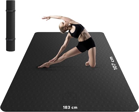 HAPBEAR Large Yoga Mat for Women- 183×116cm×6mm/183×122cm×8mm,TPE Non-Slip, Durable, Extra Large Thick Wide Exercise Mat for Pilates, Gym, Workout, Home,Fitness, (Barefoot Exercise)