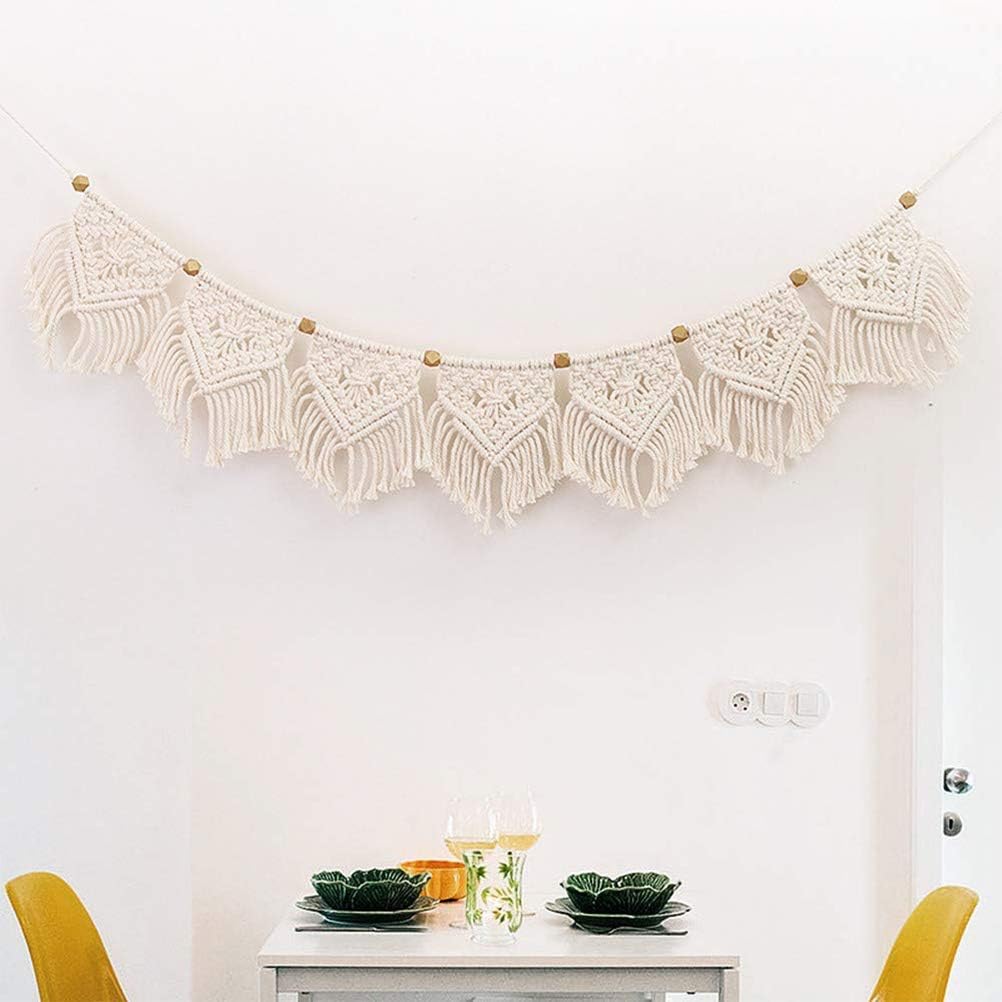 Wall Hanging Tapestry Bohemian Macrame Woven Handmade Cotton Rope Home Decor Craft Christmas Birthday Presents, 110 x 20cm