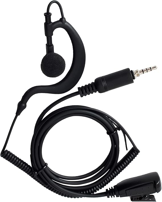 HYS G Shape Earpiece Headset with Built-in line mic PTT(Push to Talk) Ear Hook Earpiece(3.5mm S/P 4C Thread) Jack for Yaesu Vertex VX-6R VX-7E VX-127 VX-170 Handheld Radio