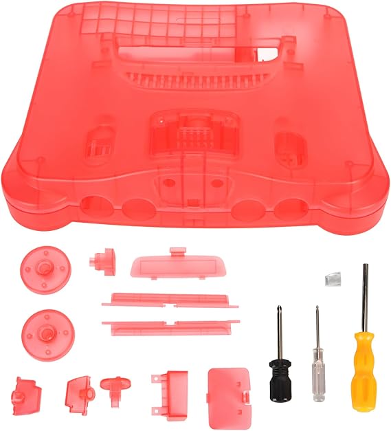 Retro Video Game Console Translucent Case, N64 Protective Shell, Thick Replacement Housing with Power and Reset Button for 64 Console Translucent Light