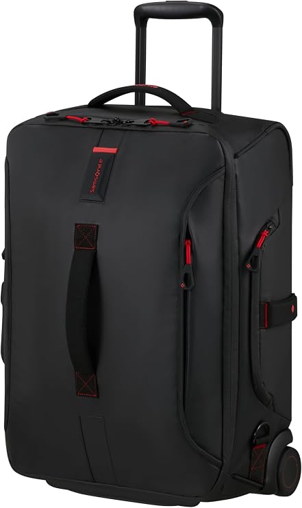 Samsonite Paradiver Light – Travel Bag with Wheels and Backpack Function (55 cm), Small, Hand Luggage, Water Repellent, Lightweight, 51L, Black (Black)