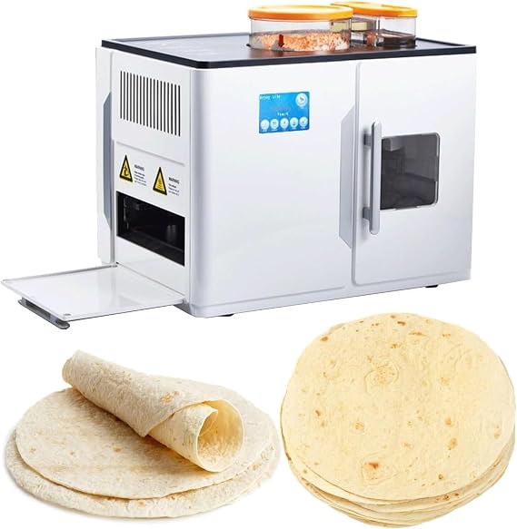 Fully Automatic Roti Maker, Roti Maker Machine,Electric Chapati Tortilla Pancake Flatbreads Pita Making Machine,for Chapati, Flour Tortilla, Tawa, Dosa, 1.0 mm to 1.5 mm Thickness Adjust