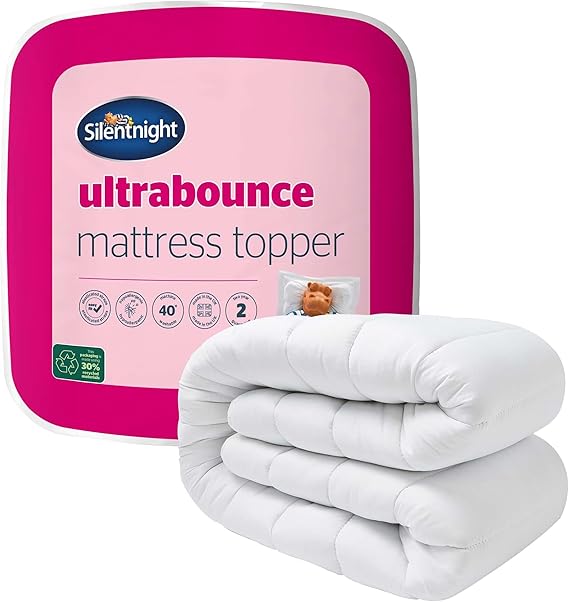 Silentnight Ultrabounce Mattress Topper King Bed - Quilted Supportive Comfortable Mattress Bed Topper with Easy Fit Straps, Super Soft Touch Cover - Hypoallergenic and Machine Washable - King