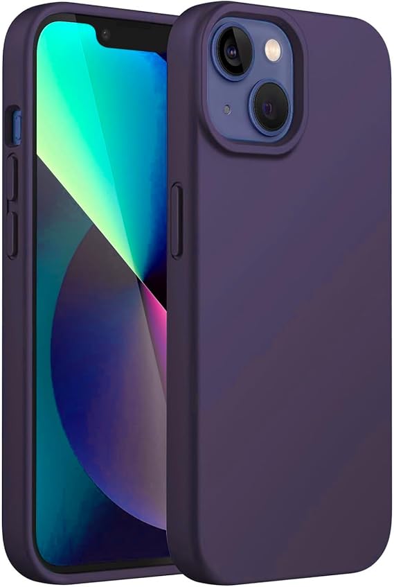 Merwish Apple iPhone 13 and 14 Compatible Custom Silky Touch Feeling Soft Velvet Launch Silicone Case Cover (Deep Purple)