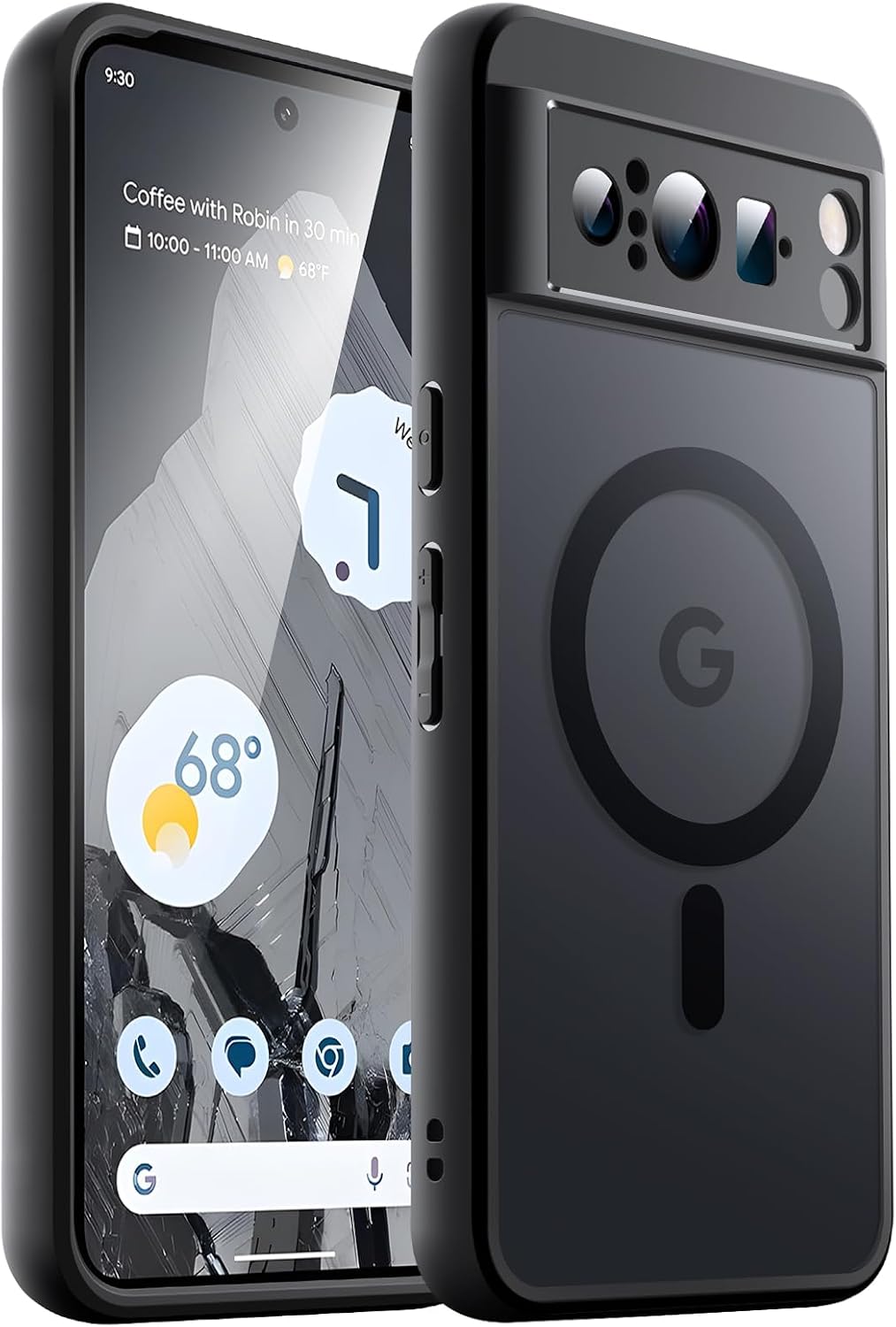 JETech Magnetic Case for Google Pixel 8 Pro 6.7-Inch 2023, Compatible with MagSafe, Translucent Matte Back Shockproof Phone Cover Obsidian