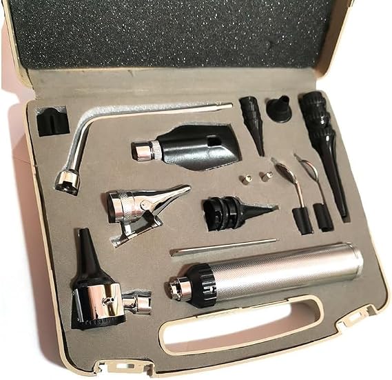 Veterinary LED Ophthalmoscope Otoscope Diagnostic Set, ENT Kit, 12 Pieces Examination Tools for Small Animals