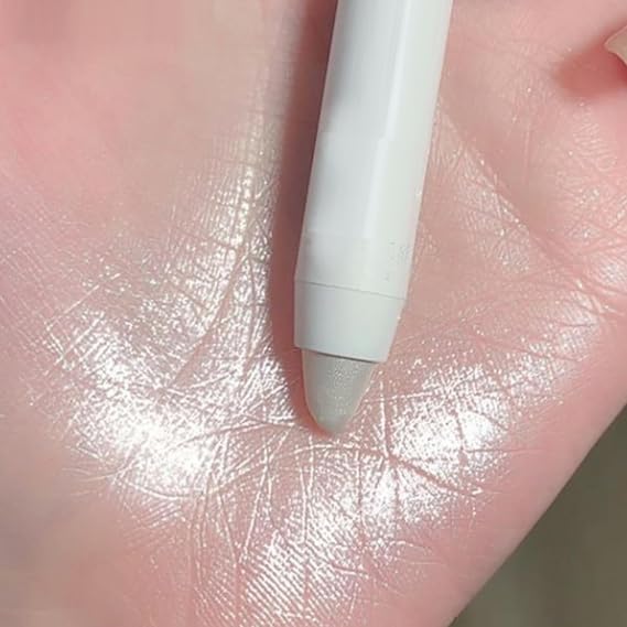 Eye Highlighter Pen, Silver Glitter Ultra-Fine Eyeliner Glitter Pen Diamond Highlighter Shiny Eyeshadow Eyeliner Pencil for Eyelid, Nose, Face, Pearlescent (02#Diamond)